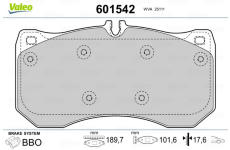 Sada brzdových destiček, kotoučová brzda VALEO 601542