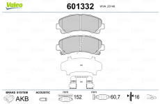 Sada brzdových destiček, kotoučová brzda VALEO 601332