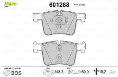 Sada brzdových destiček, kotoučová brzda VALEO 601288