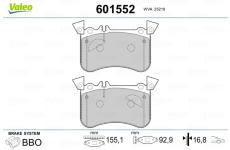 Sada brzdových destiček, kotoučová brzda VALEO 601552