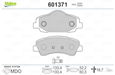 Sada brzdových destiček, kotoučová brzda VALEO 601371