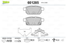 Sada brzdových destiček, kotoučová brzda VALEO 601285