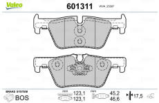 Sada brzdových destiček, kotoučová brzda VALEO 601311
