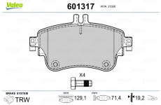 Sada brzdových destiček, kotoučová brzda VALEO 601317