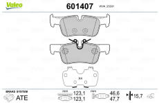 Sada brzdových destiček, kotoučová brzda VALEO 601407