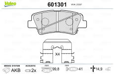 Sada brzdových platničiek kotúčovej brzdy VALEO 601301