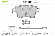 Sada brzdových destiček, kotoučová brzda VALEO 601063
