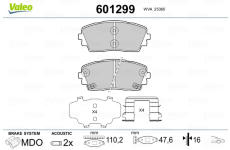 Sada brzdových destiček, kotoučová brzda VALEO 601299