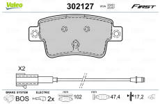 Sada brzdových platničiek kotúčovej brzdy VALEO 302127