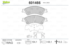 Sada brzdových destiček, kotoučová brzda VALEO 601466