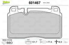 Sada brzdových destiček, kotoučová brzda VALEO 601467