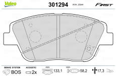 Sada brzdových destiček, kotoučová brzda VALEO 301294