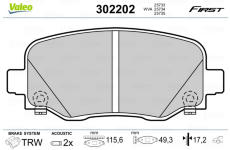 Sada brzdových destiček, kotoučová brzda VALEO 302202