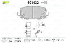 Sada brzdových destiček, kotoučová brzda VALEO 601432
