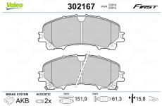 Sada brzdových platničiek kotúčovej brzdy VALEO 302167