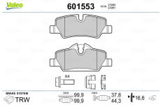 Sada brzdových destiček, kotoučová brzda VALEO 601553