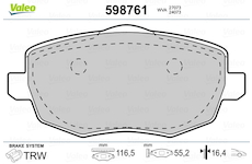 Sada brzdových destiček, kotoučová brzda VALEO 598761