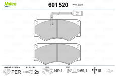 Sada brzdových destiček, kotoučová brzda VALEO 601520