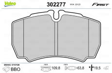 Sada brzdových destiček, kotoučová brzda VALEO 302277