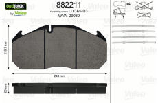 Sada brzdových destiček, kotoučová brzda VALEO 882211