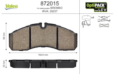 Sada brzdových destiček, kotoučová brzda VALEO 872015