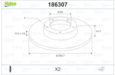 Brzdový kotouč VALEO 186307