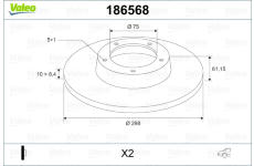Brzdový kotouč VALEO 186568