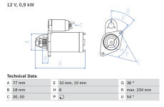 Startér BOSCH 0 986 012 301