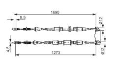 żażné lanko parkovacej brzdy BOSCH 1 987 477 129