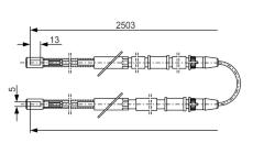 żażné lanko parkovacej brzdy BOSCH 1 987 482 009