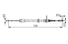 żażné lanko parkovacej brzdy BOSCH 1 987 482 301