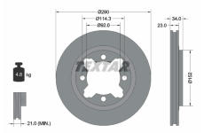 Brzdový kotúč TEXTAR 92081500