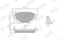 Sada brzdových destiček, kotoučová brzda JURID 573012J