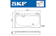 Sada brzdových destiček, kotoučová brzda SKF VKBP 80225