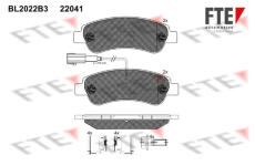 Sada brzdových destiček, kotoučová brzda FTE BL2022B3