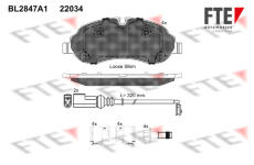 Sada brzdových destiček, kotoučová brzda FTE 9011023
