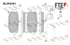 Sada brzdových destiček, kotoučová brzda FTE 9011167