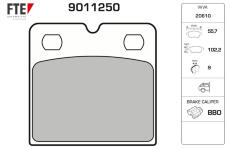 Sada brzdových destiček, kotoučová brzda FTE 9011250