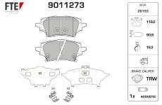 Sada brzdových destiček, kotoučová brzda FTE 9011273