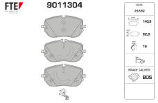 Sada brzdových destiček, kotoučová brzda FTE 9011304
