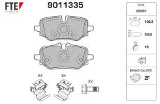 Sada brzdových destiček, kotoučová brzda FTE 9011335