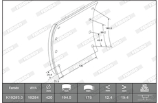 Sada brzdoveho oblozeni, bubnova brzda FERODO K19283.1-F3504