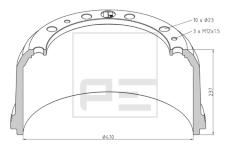 Brzdový buben PE Automotive 016.491-00A