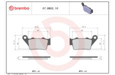 Sada brzdových destiček, kotoučová brzda BREMBO 07BB0210