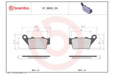 Sada brzdových destiček, kotoučová brzda BREMBO 07BB0225