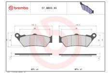 Sada brzdových destiček, kotoučová brzda BREMBO 07BB0365