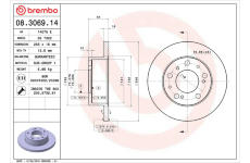 Brzdový kotúč BREMBO 08.3069.14