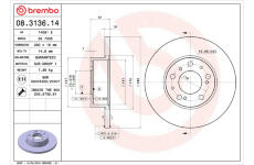 Brzdový kotouč BREMBO 08.3136.14