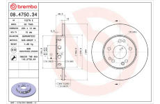 Brzdový kotouč BREMBO 08.4750.34