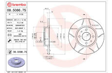 Brzdový kotouč BREMBO 08.5086.75